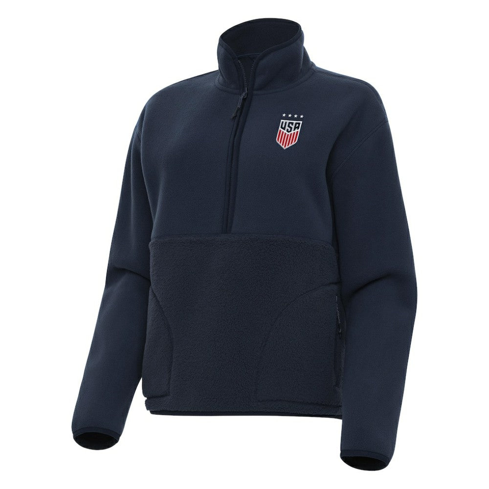 USWNT Antigua Women's Figure Quarter-Zip Jacket - Navy on sale