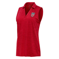 USMNT Antigua Layout Sleeveless V-Neck Polo - Heather Red discount