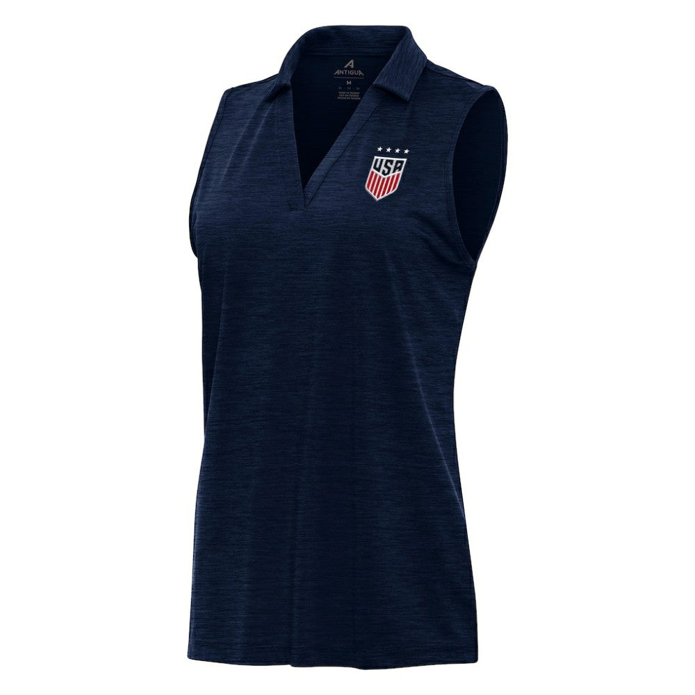 USWNT Antigua Layout Sleeveless V-Neck Polo - Heather Navy online