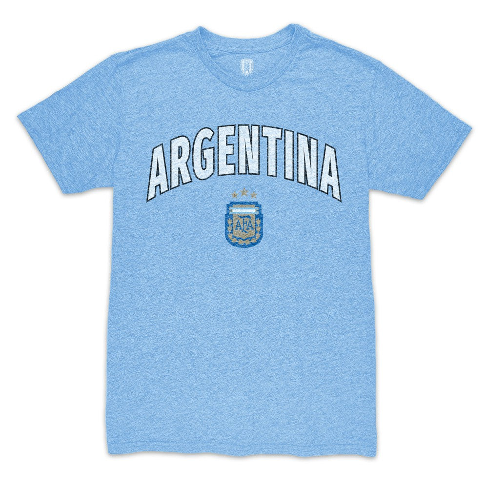 Argentina National Team 1863FC Retro Wordmark Tri-Blend T-Shirt - Light Blue shop