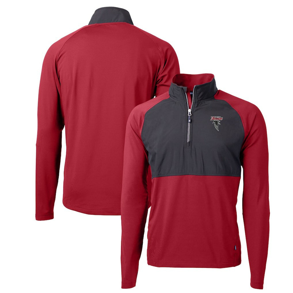 Atlanta Falcons Cutter & Buck Adapt Eco Knit Hybrid Recycled Raglan DryTec Quarter-Zip Top - Red outlet