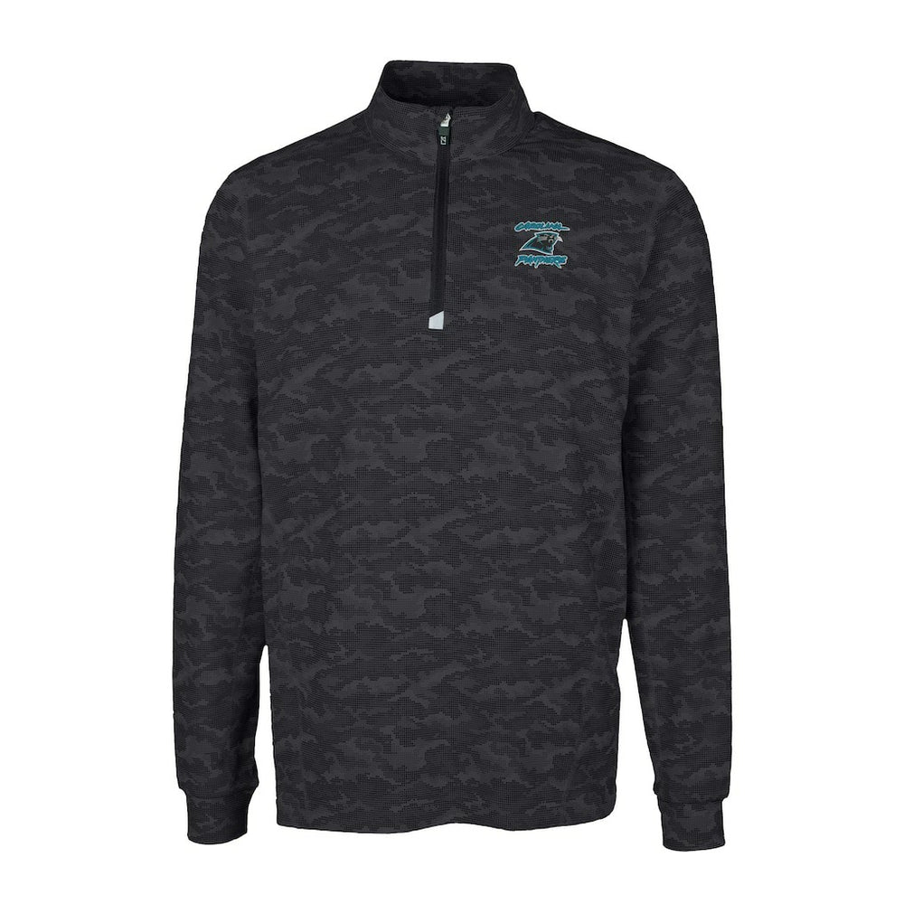 Carolina Panthers Cutter & Buck Traverse Camo Print Stretch DryTec Quarter-Zip Top - Black for sale