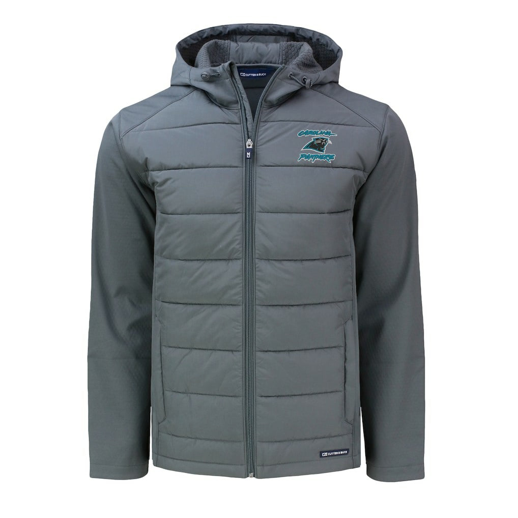 Carolina Panthers Cutter & Buck Evoke Hybrid Eco Softshell Recycled Full-Zip Hoodie Jacket - Gray online