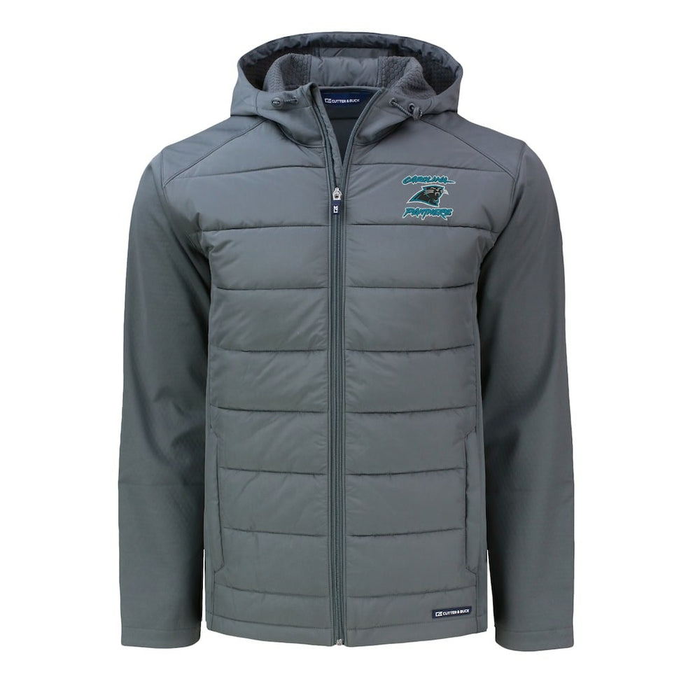Carolina Panthers Cutter & Buck Evoke Hybrid Eco Softshell Recycled Full-Zip Hoodie Jacket - Gray online