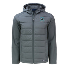 Carolina Panthers Cutter & Buck Evoke Hybrid Eco Softshell Recycled Full-Zip Hoodie Jacket - Gray online