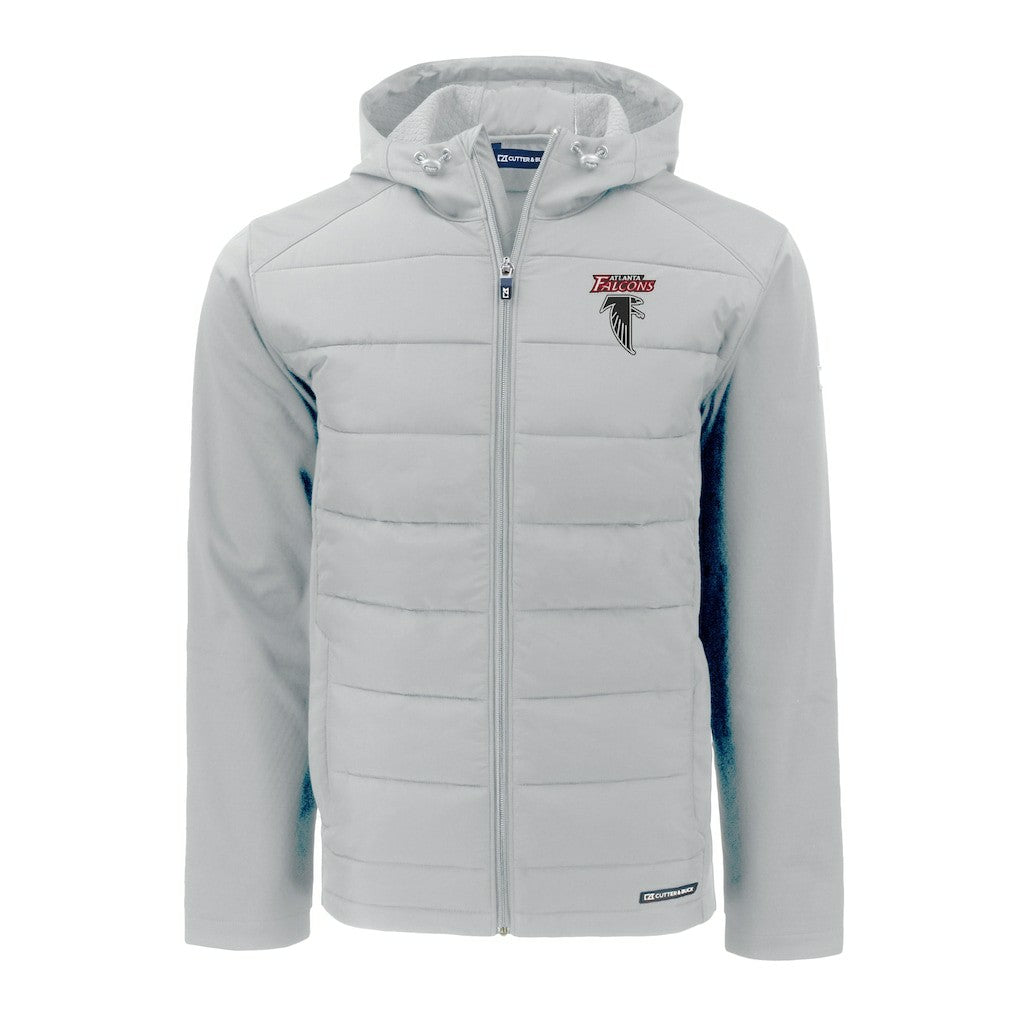 Atlanta Falcons Cutter & Buck Evoke Hybrid Eco Softshell Recycled Full-Zip Hoodie Jacket - Light Gray outlet