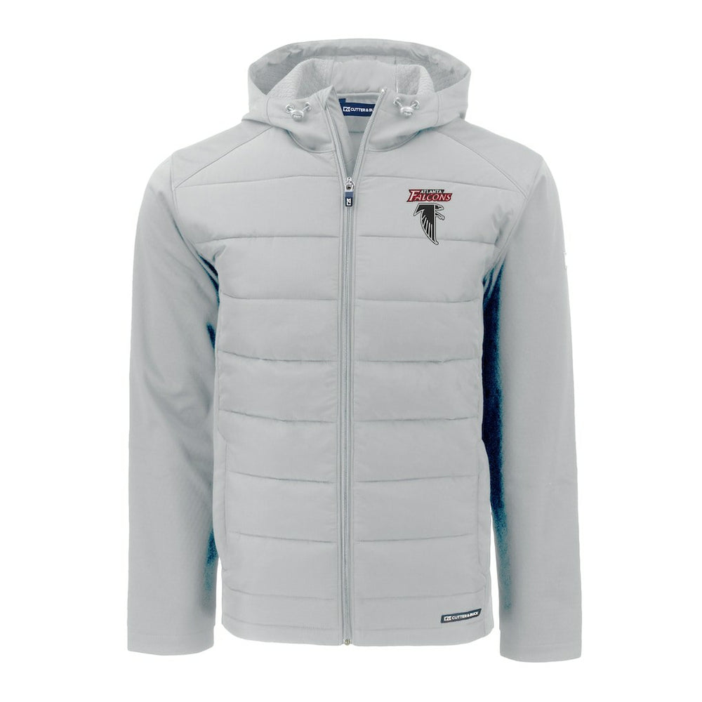 Atlanta Falcons Cutter & Buck Evoke Hybrid Eco Softshell Recycled Full-Zip Hoodie Jacket - Light Gray outlet