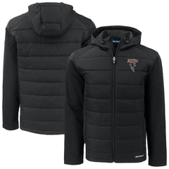 Atlanta Falcons Cutter & Buck Evoke Hybrid Eco Softshell Recycled Full-Zip Hoodie Jacket - Black for sale