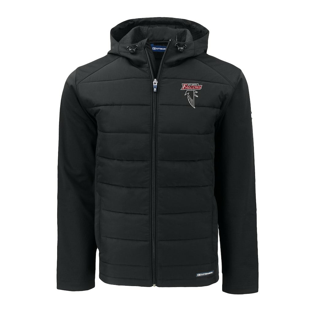 Atlanta Falcons Cutter & Buck Evoke Hybrid Eco Softshell Recycled Full-Zip Hoodie Jacket - Black for sale