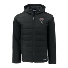Atlanta Falcons Cutter & Buck Evoke Hybrid Eco Softshell Recycled Full-Zip Hoodie Jacket - Black for sale