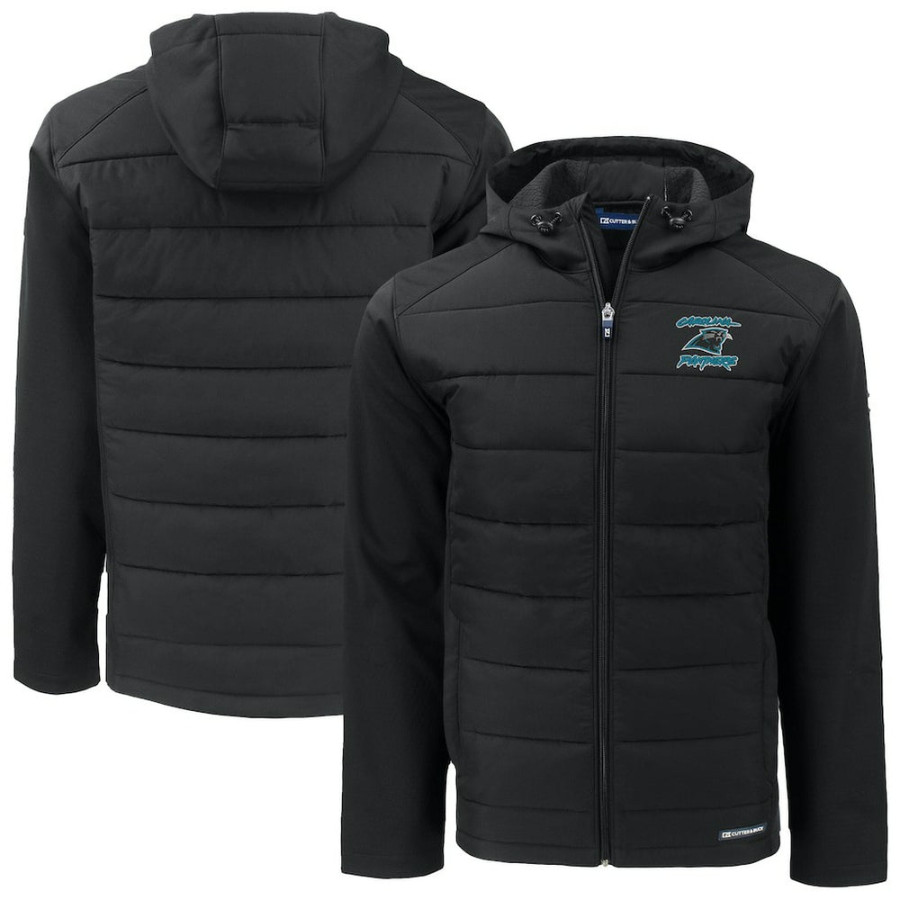 Carolina Panthers Cutter & Buck Evoke Hybrid Eco Softshell Recycled Full-Zip Hoodie Jacket - Black cheap