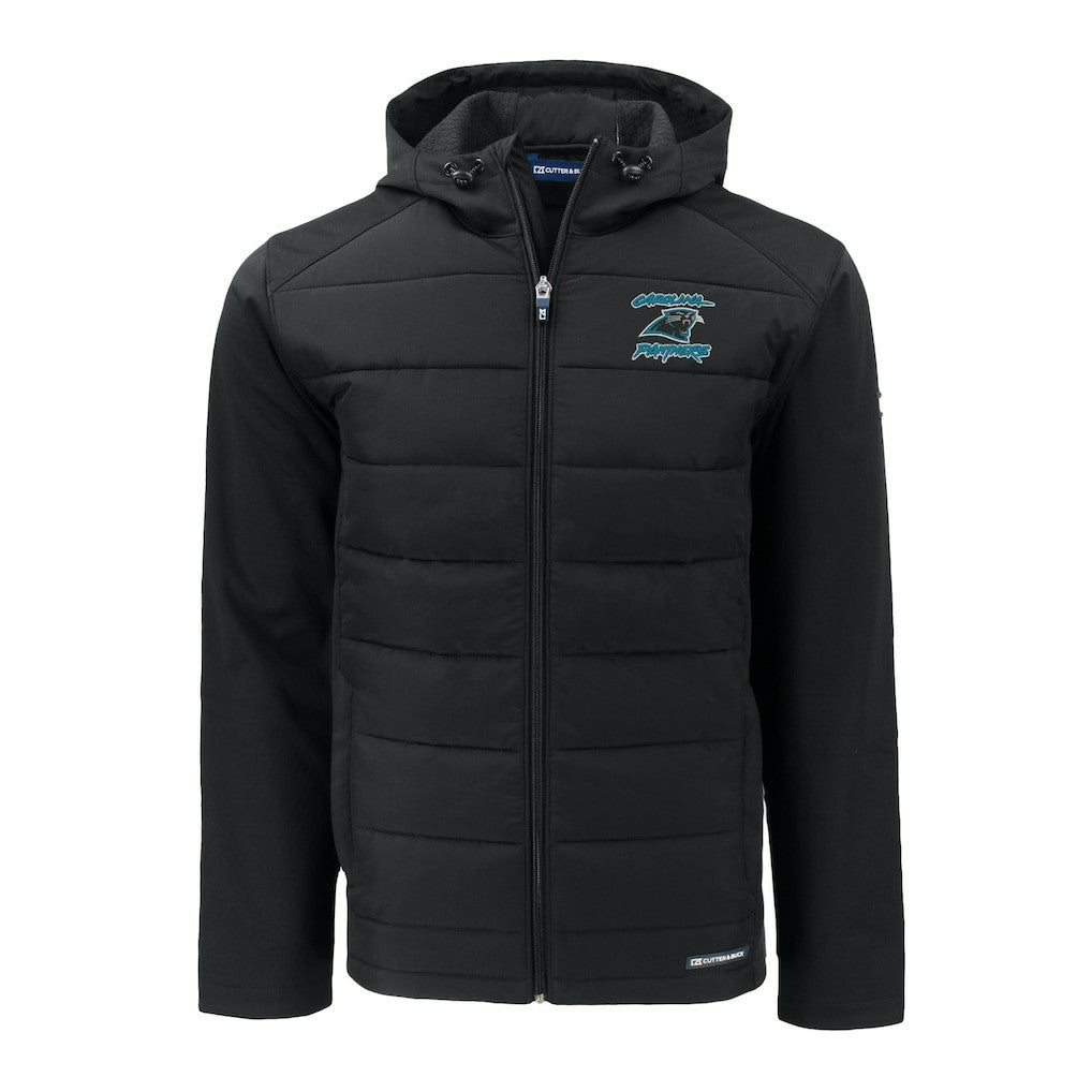 Carolina Panthers Cutter & Buck Evoke Hybrid Eco Softshell Recycled Full-Zip Hoodie Jacket - Black cheap