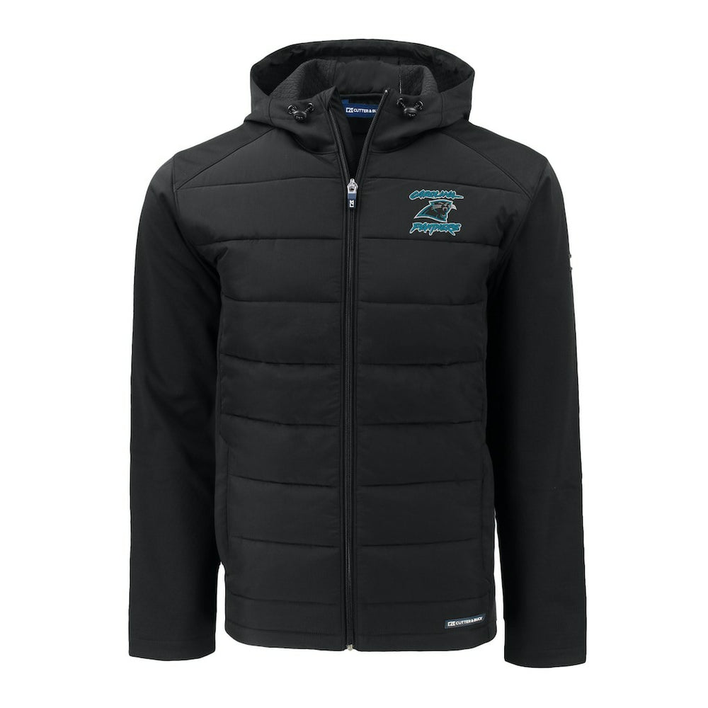 Carolina Panthers Cutter & Buck Evoke Hybrid Eco Softshell Recycled Full-Zip Hoodie Jacket - Black cheap