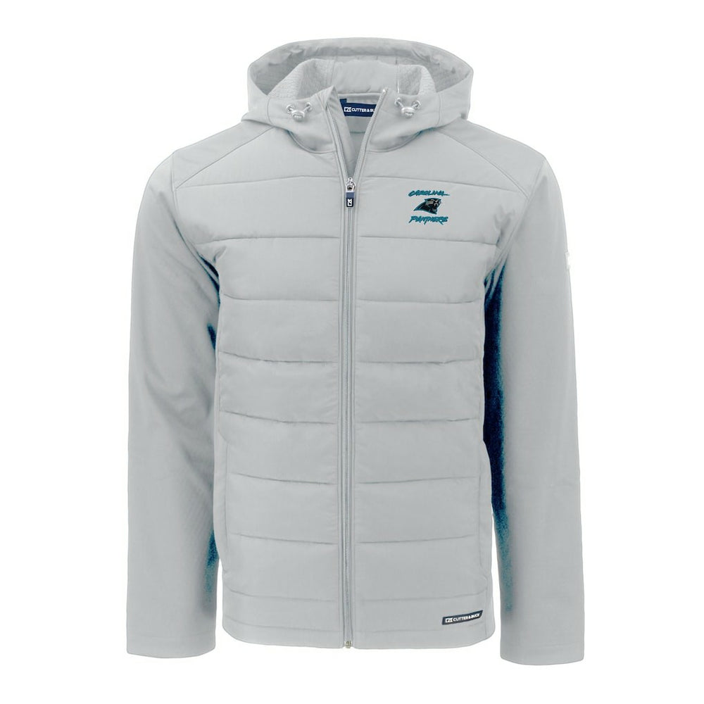 Carolina Panthers Cutter & Buck Evoke Hybrid Eco Softshell Recycled Full-Zip Hoodie Jacket - Light Gray sale