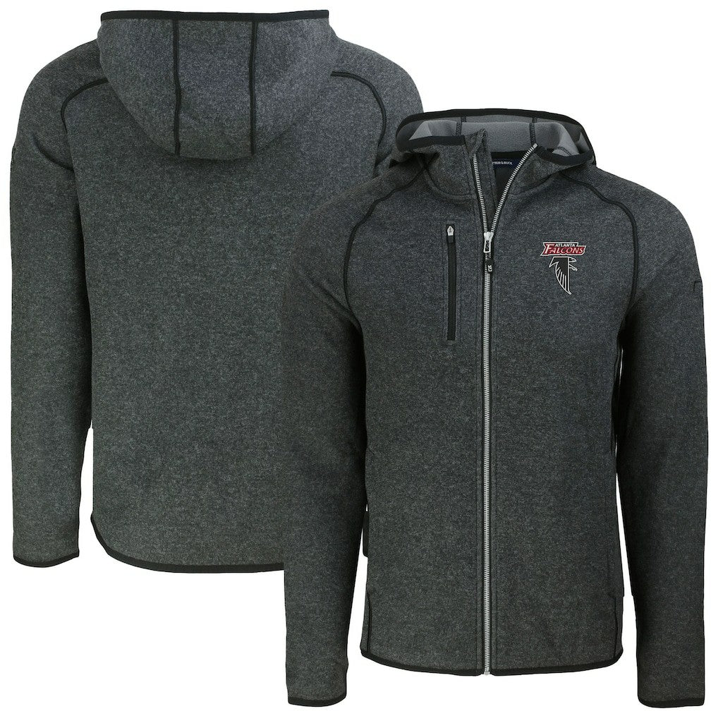 Atlanta Falcons Cutter & Buck Mainsail Hoodie Raglan Full-Zip Jacket - Heather Charcoal on sale