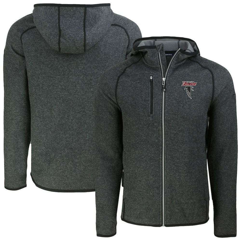 Atlanta Falcons Cutter & Buck Mainsail Hoodie Raglan Full-Zip Jacket - Heather Charcoal on sale