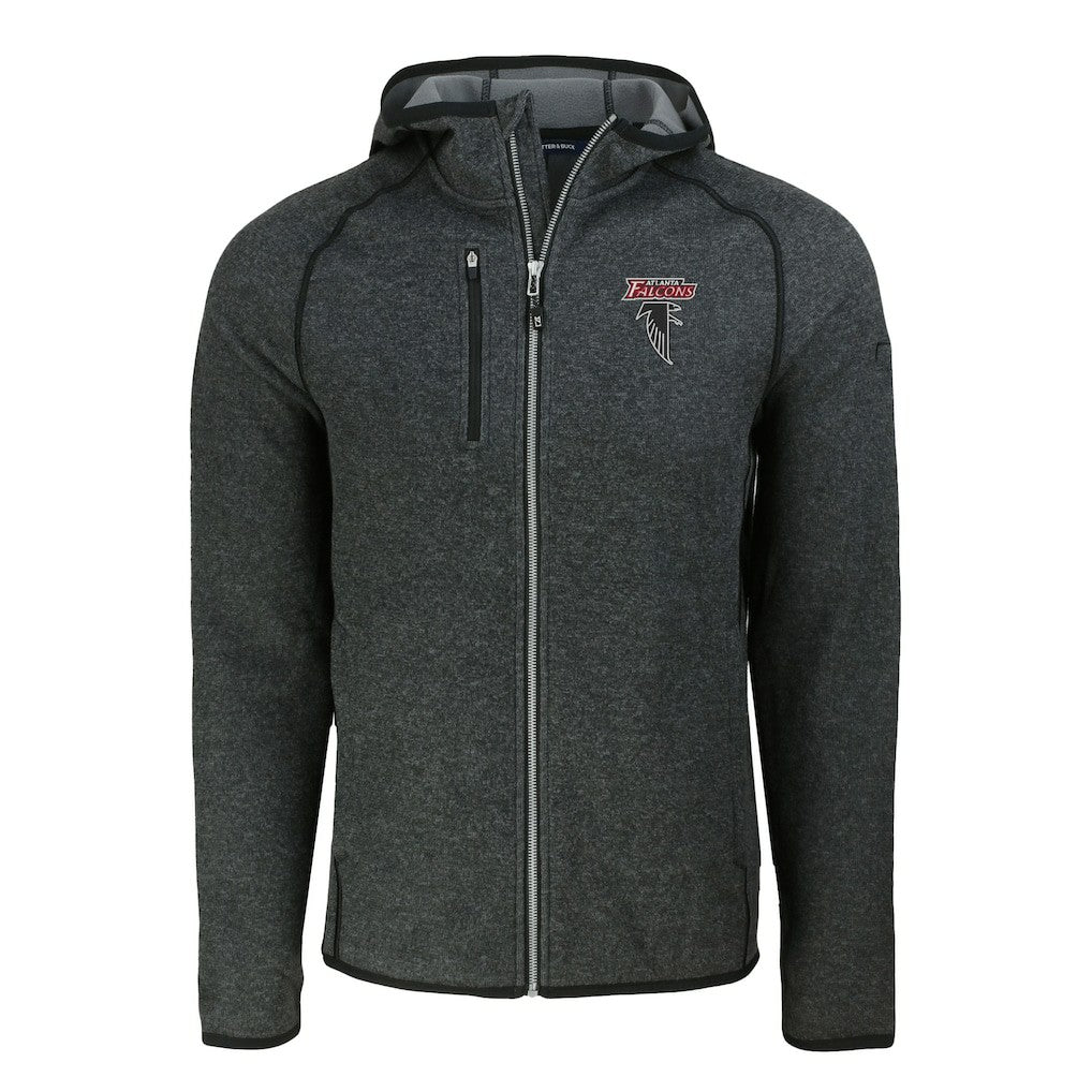 Atlanta Falcons Cutter & Buck Mainsail Hoodie Raglan Full-Zip Jacket - Heather Charcoal on sale