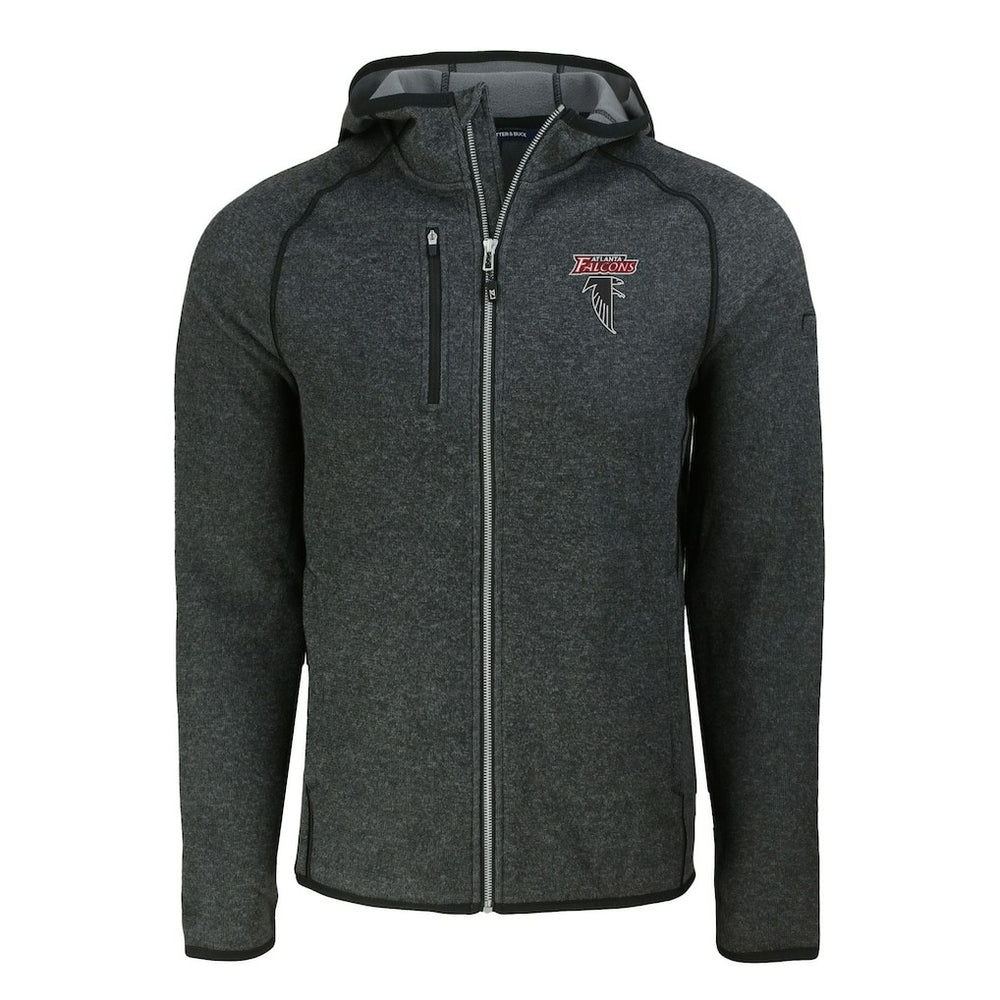 Atlanta Falcons Cutter & Buck Mainsail Hoodie Raglan Full-Zip Jacket - Heather Charcoal on sale