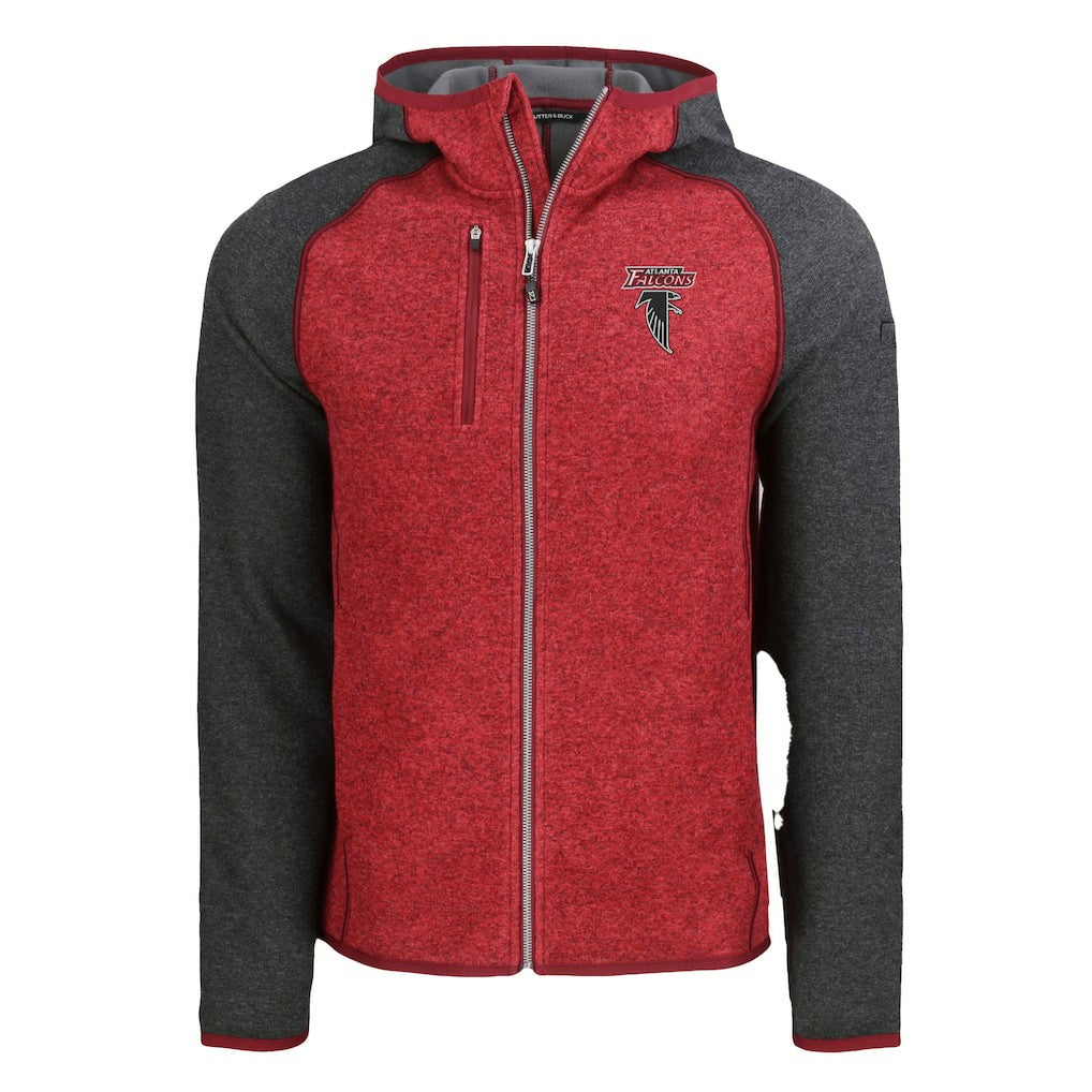 Atlanta Falcons Cutter & Buck Mainsail Hoodie Raglan Full-Zip Jacket - Heather Red discount
