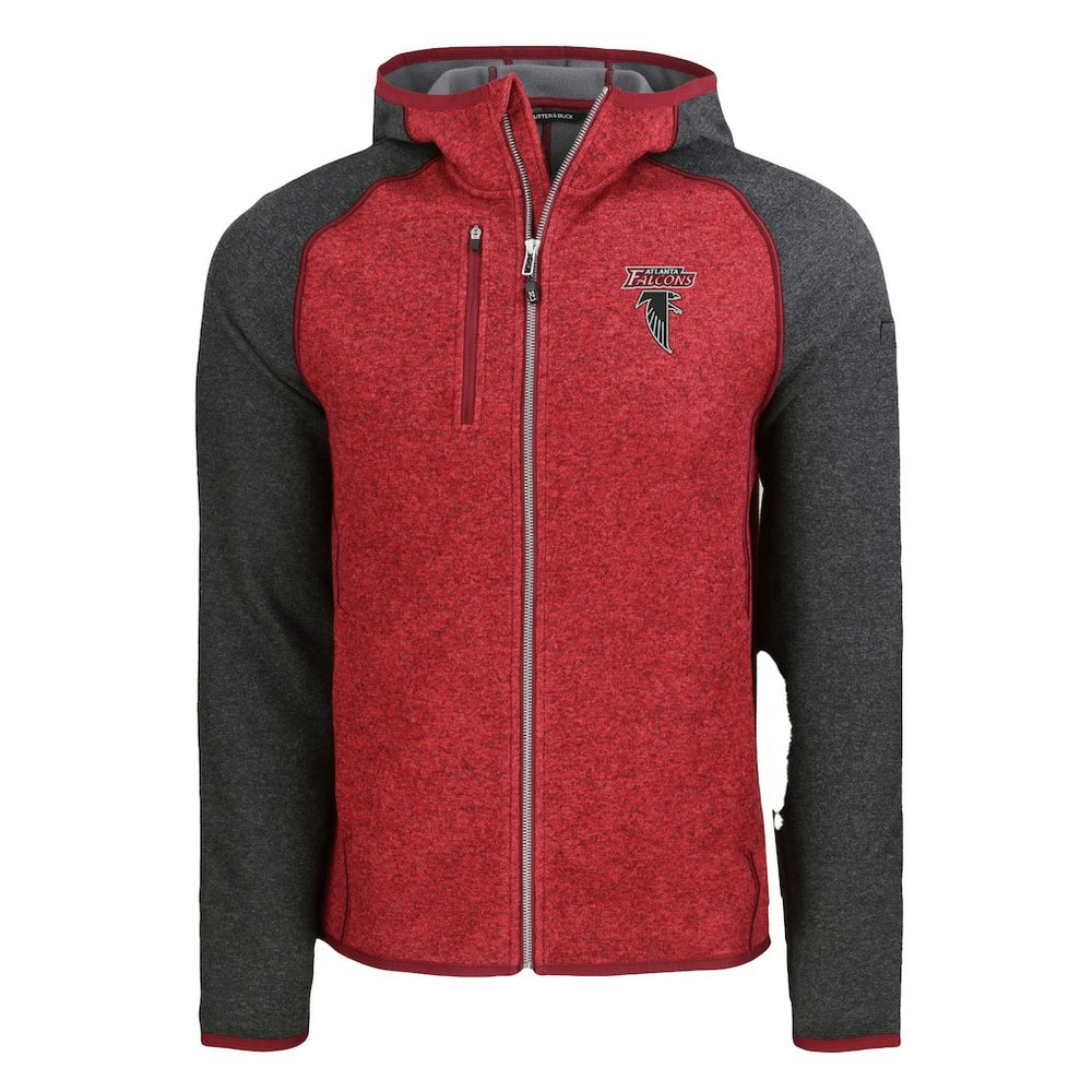 Atlanta Falcons Cutter & Buck Mainsail Hoodie Raglan Full-Zip Jacket - Heather Red discount