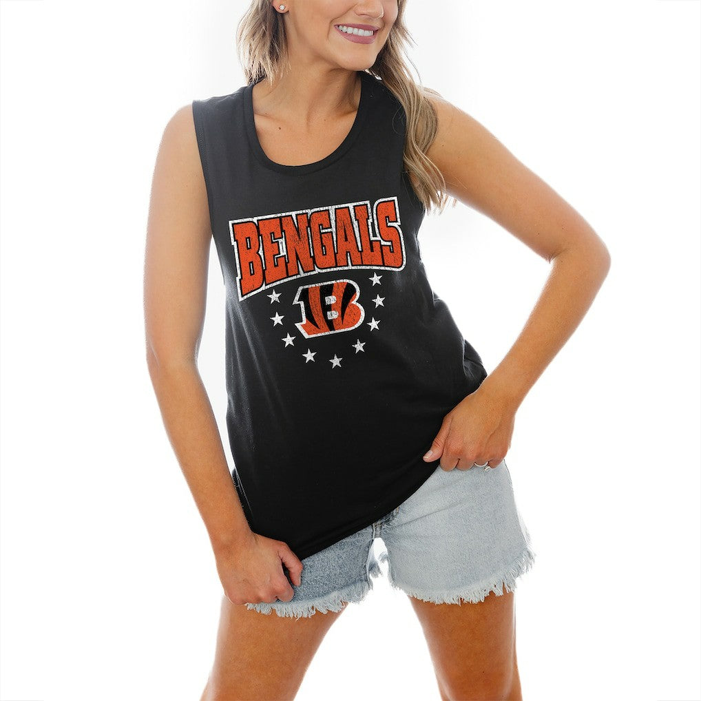 Cincinnati Bengals Gameday Couture Women's Baby You're A Star Racerback Scoop Neck Tapered Tank Top - Black for sale