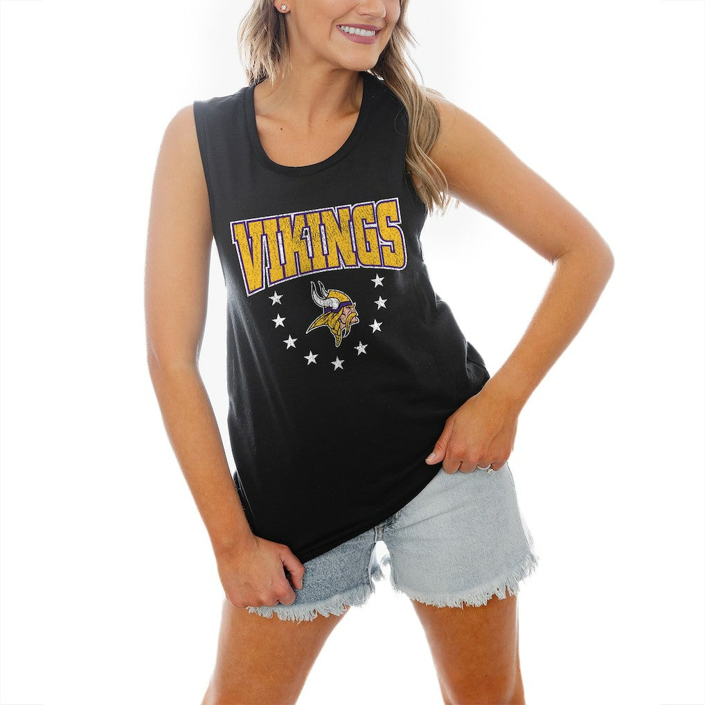 Minnesota Vikings Gameday Couture Women's Baby You're A Star Racerback Scoop Neck Tapered Tank Top - Black on sale