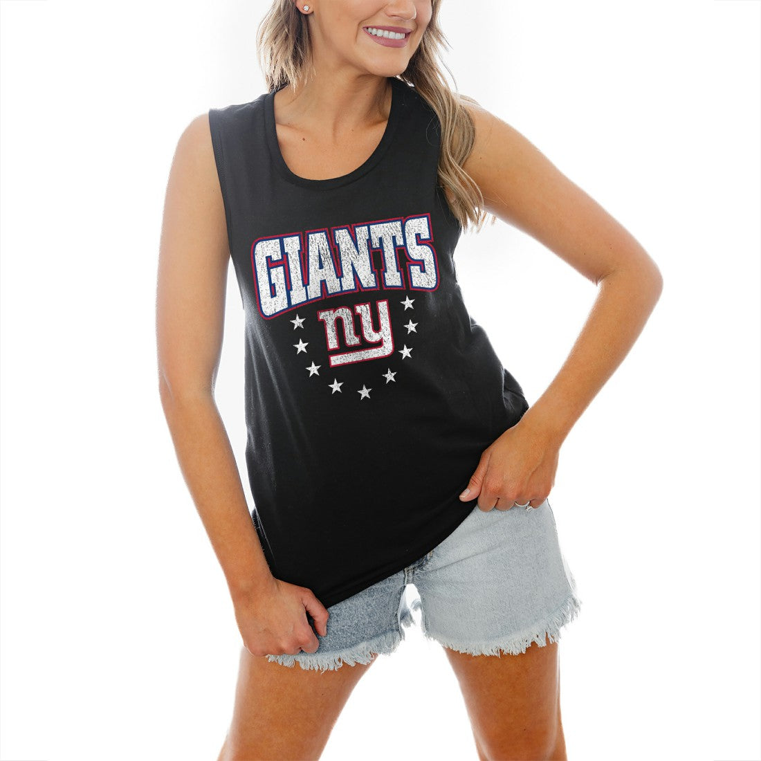 New York Giants Gameday Couture Women's Baby You're A Star Racerback Scoop Neck Tapered Tank Top - Black sale