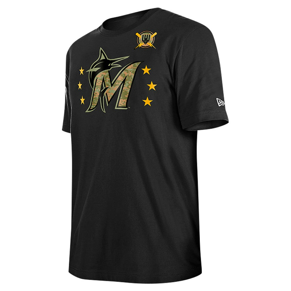 Miami Marlins 2024 Armed Forces Day T-Shirt - Black | New Era