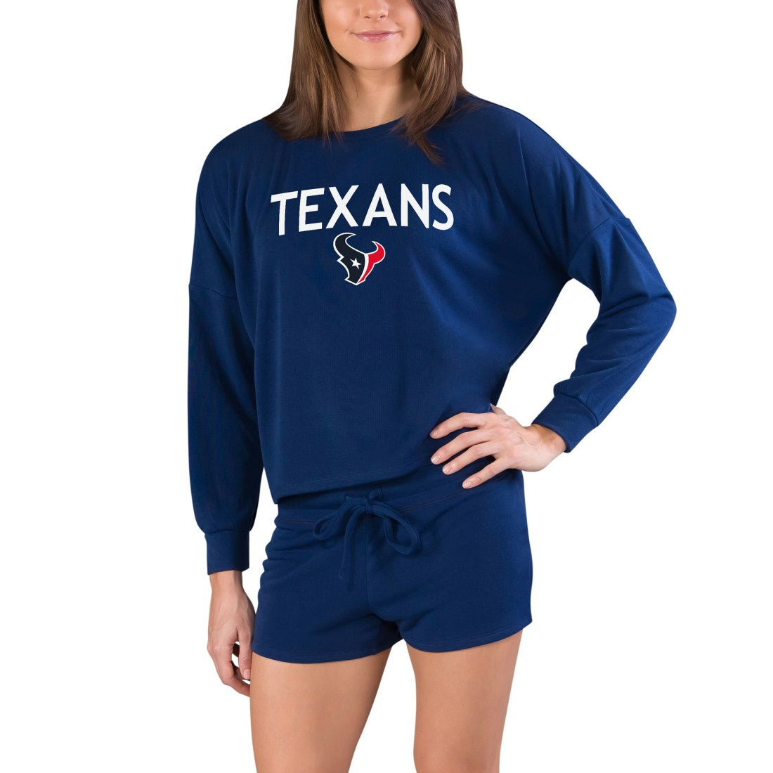 Houston Texans Concepts Sport Women's Gather Long Sleeve Top & Shorts Set - Navy on sale
