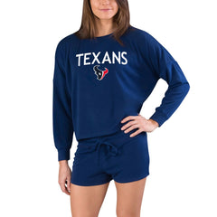 Houston Texans Concepts Sport Women's Gather Long Sleeve Top & Shorts Set - Navy on sale