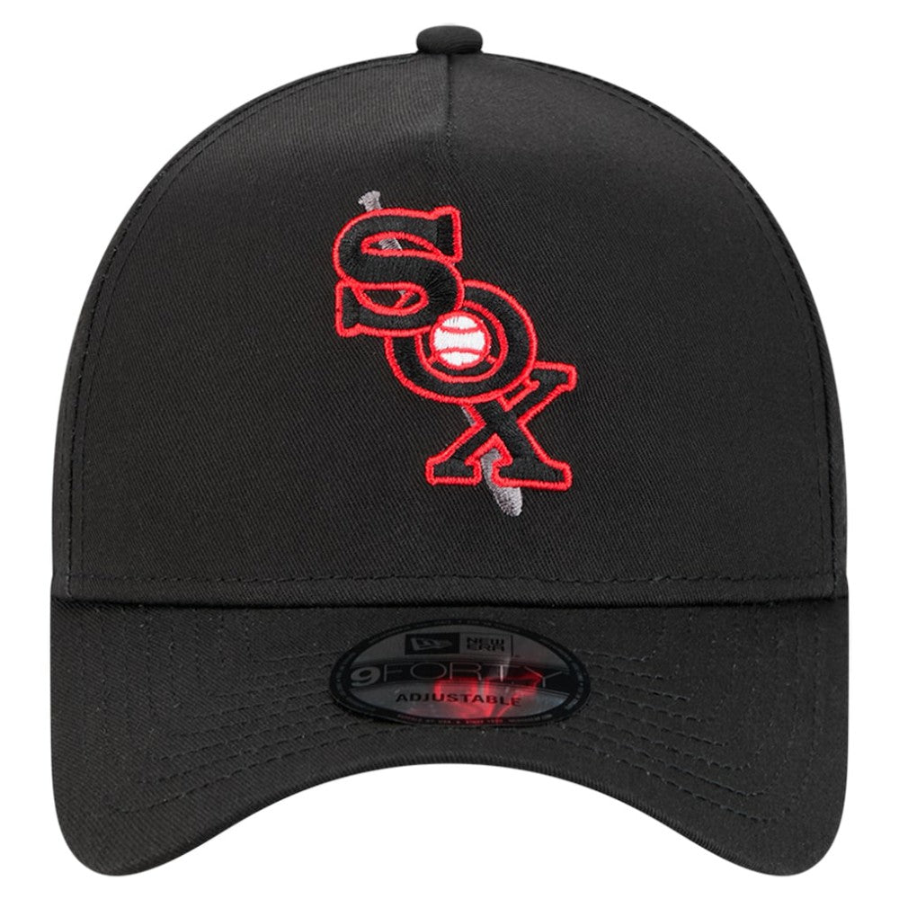 Chicago White Sox Tonal Pop 9FORTY A-Frame Adjustable Hat - Black | New Era