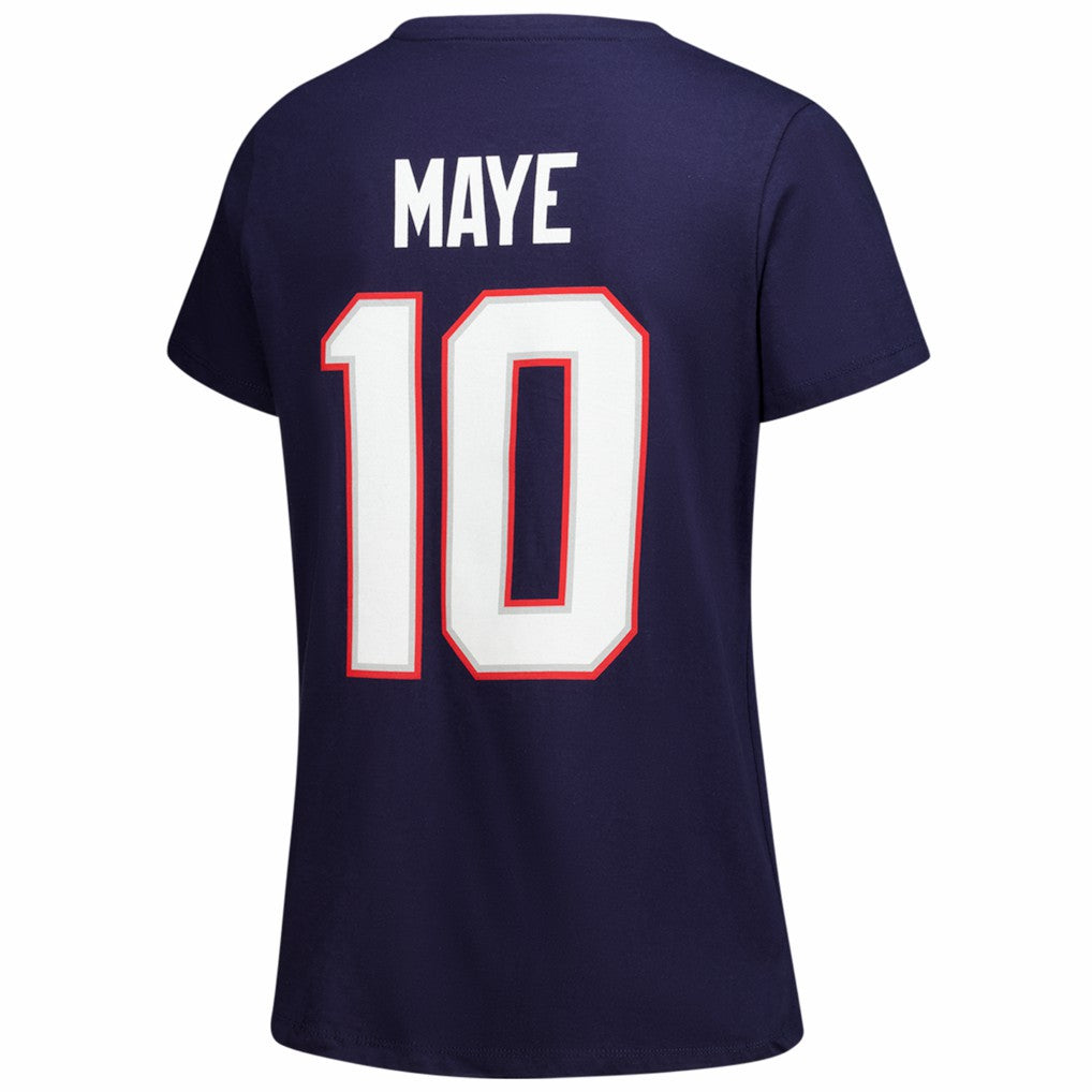Drake Maye New England Patriots Women's Plus Size Name & Number V-Neck T-Shirt - Navy on sale