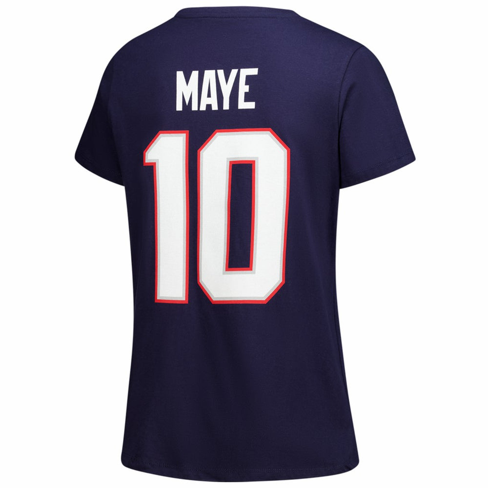 Drake Maye New England Patriots Women's Plus Size Name & Number V-Neck T-Shirt - Navy on sale