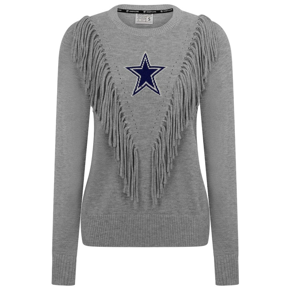 Dallas Cowboys Women's Fringe Sparkle Pullover Sweater - Silver on sale