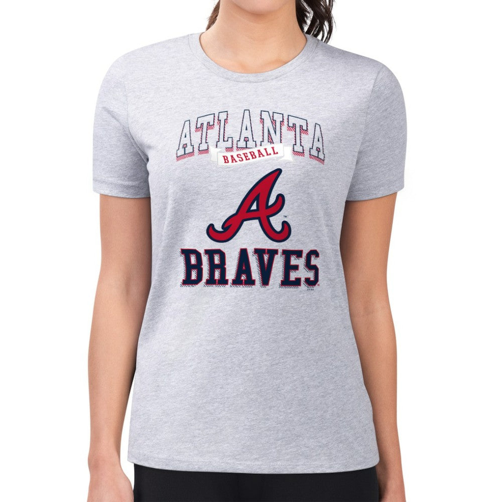 Atlanta Braves G-III 4Her by Carl Banks Women's Super-Slim Fit Lightweight Team Logo Graphic T-Shirt - Heather Gray