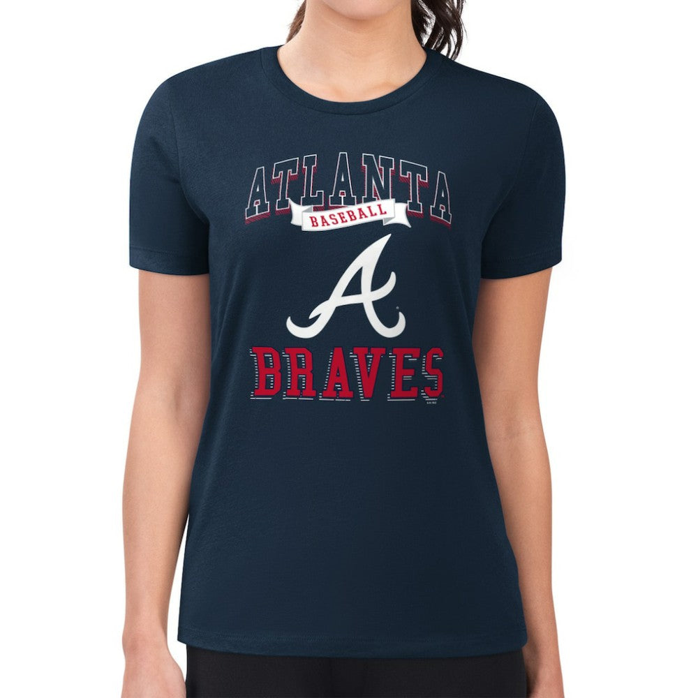 Atlanta Braves G-III 4Her by Carl Banks Women's Super-Slim Fit Lightweight Team Logo Graphic T-Shirt - Navy