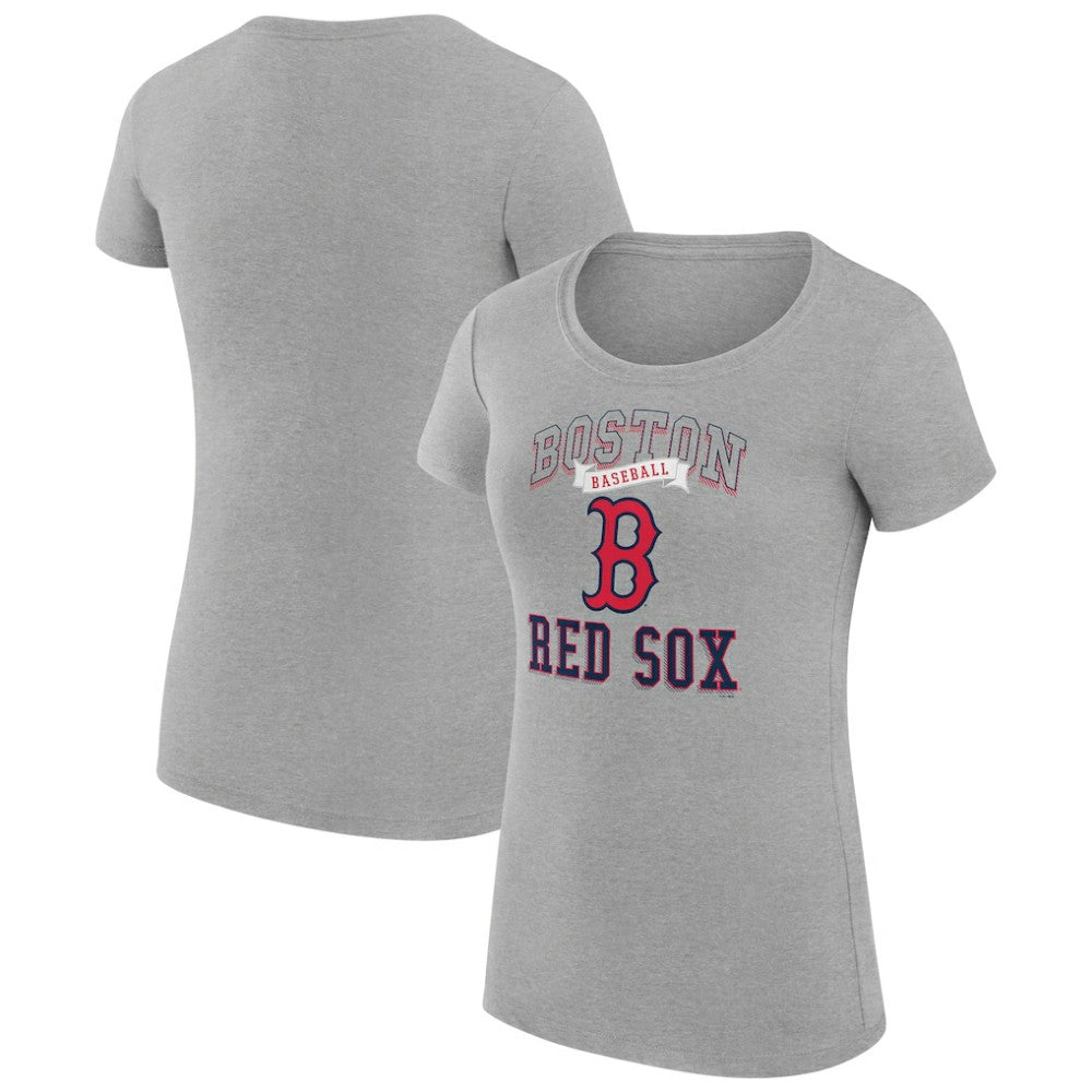 Boston Red Sox G-III 4Her by Carl Banks Women's Super-Slim Fit Lightweight Team Logo Graphic T-Shirt - Heather Gray