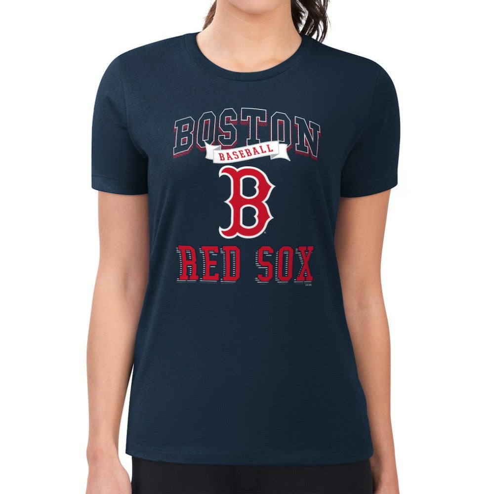 Boston Red Sox G-III 4Her by Carl Banks Women's Super-Slim Fit Lightweight Team Logo Graphic T-Shirt - Navy