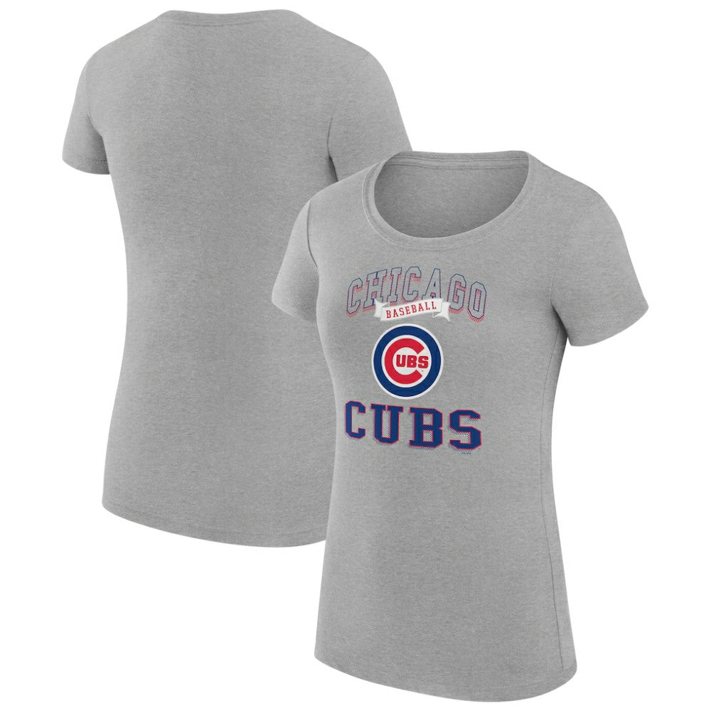 Chicago Cubs G-III 4Her by Carl Banks Women's Super-Slim Fit Lightweight Team Logo Graphic T-Shirt - Heather Gray