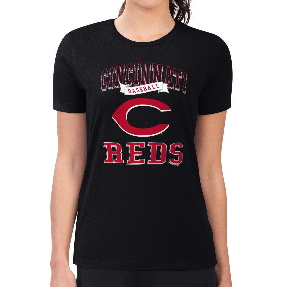 Cincinnati Reds G-III 4Her by Carl Banks Women's Super-Slim Fit Lightweight Team Logo Graphic T-Shirt - Black