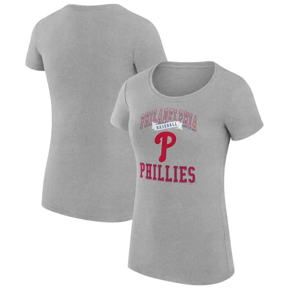 Philadelphia Phillies G-III 4Her by Carl Banks Women's Super-Slim Fit Lightweight Team Logo Graphic T-Shirt - Heather Gray