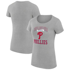 Philadelphia Phillies G-III 4Her by Carl Banks Women's Super-Slim Fit Lightweight Team Logo Graphic T-Shirt - Heather Gray