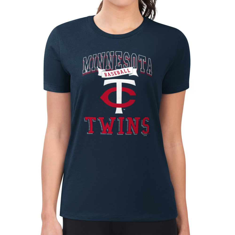 Minnesota Twins G-III 4Her by Carl Banks Women's Super-Slim Fit Lightweight Team Logo Graphic T-Shirt - Navy