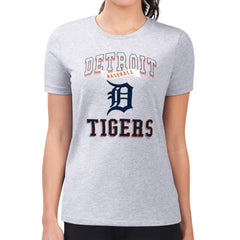 Detroit Tigers G-III 4Her by Carl Banks Women's Super-Slim Fit Lightweight Team Logo Graphic T-Shirt - Heather Gray