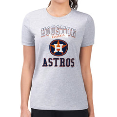 Houston Astros G-III 4Her by Carl Banks Women's Super-Slim Fit Lightweight Team Logo Graphic T-Shirt - Heather Gray