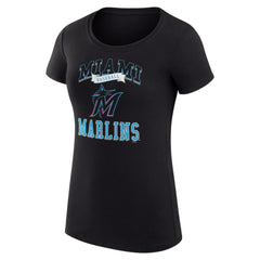 Miami Marlins G-III 4Her by Carl Banks Women's Super-Slim Fit Lightweight Team Logo Graphic T-Shirt - Black