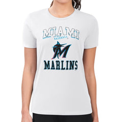 Miami Marlins G-III 4Her by Carl Banks Women's Super-Slim Fit Lightweight Team Logo Graphic T-Shirt - White