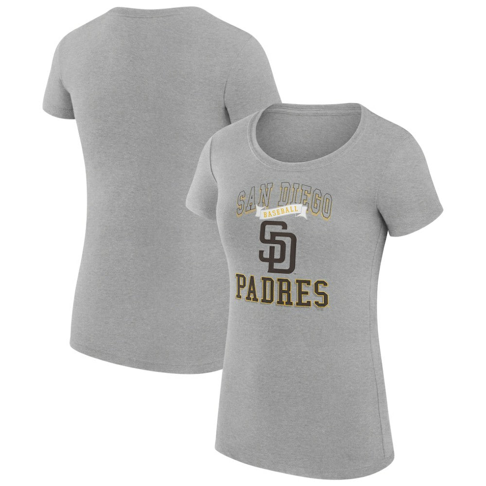 San Diego Padres G-III 4Her by Carl Banks Women's Super-Slim Fit Lightweight Team Logo Graphic T-Shirt - Heather Gray