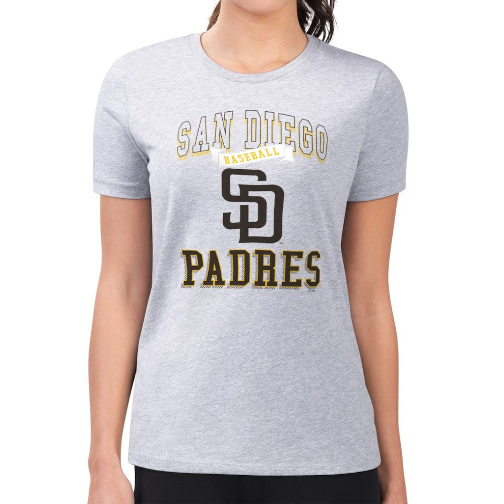 San Diego Padres G-III 4Her by Carl Banks Women's Super-Slim Fit Lightweight Team Logo Graphic T-Shirt - Heather Gray