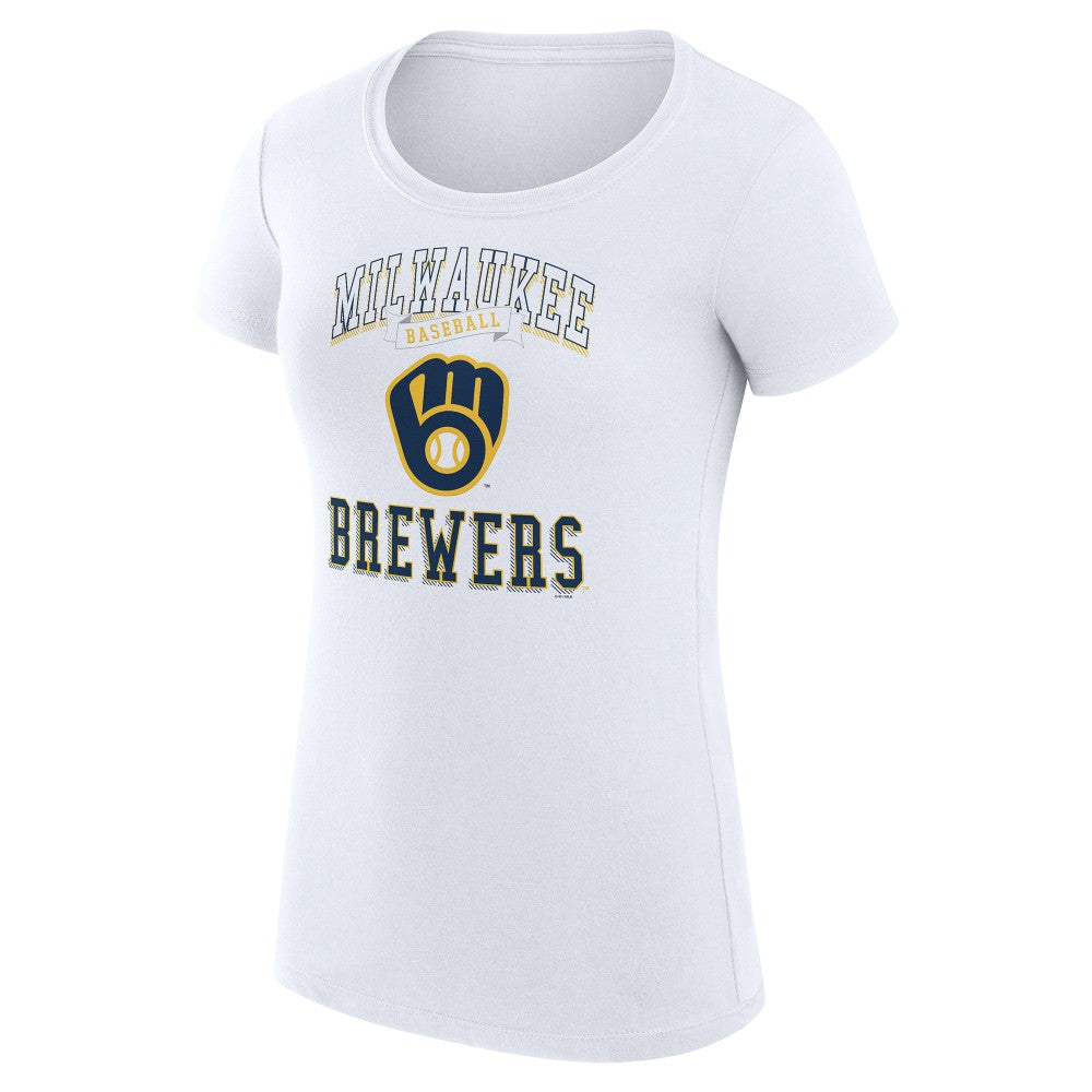 Milwaukee Brewers G-III 4Her by Carl Banks Women's Super-Slim Fit Lightweight Team Logo Graphic T-Shirt - White